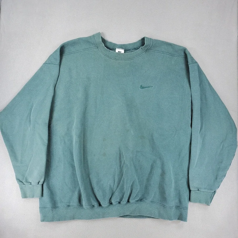 Nike Sweatshirt Men XXL Green Vintage 90s USA Made Embroidered Swoosh Crewneck